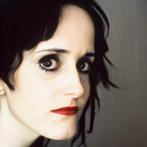 Image similar to portrait photograph of emo Winona Ryder, by Ron Haviv, 8k