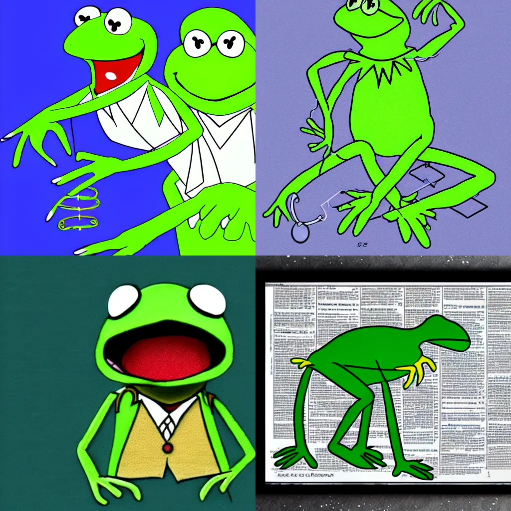 Prompt: a medical diagram of kermit the frog, grey's anatomy, scientific