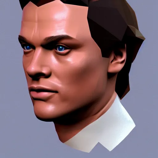 Image similar to low poly 3D model of Leonardo de Caprio in a game still of Resident Evil 1 1999