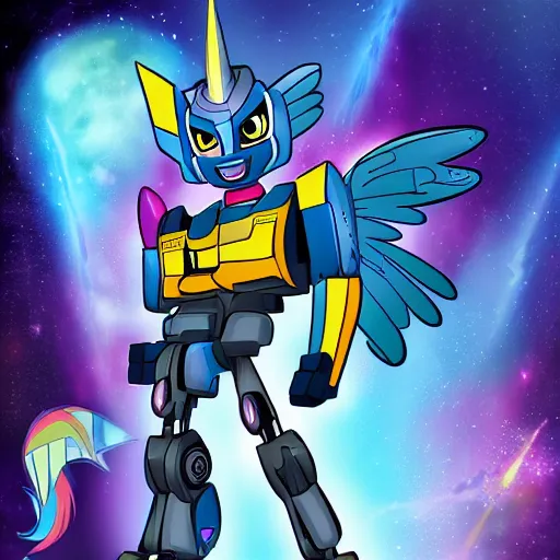 Image similar to transformers and my little pony crossover, movie poster, 2 d cartoon