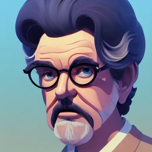 Image similar to face icon stylized minimalist george lucas, loftis, cory behance hd by jesper ejsing, by rhads, makoto shinkai and lois van baarle, ilya kuvshinov, rossdraws global illumination