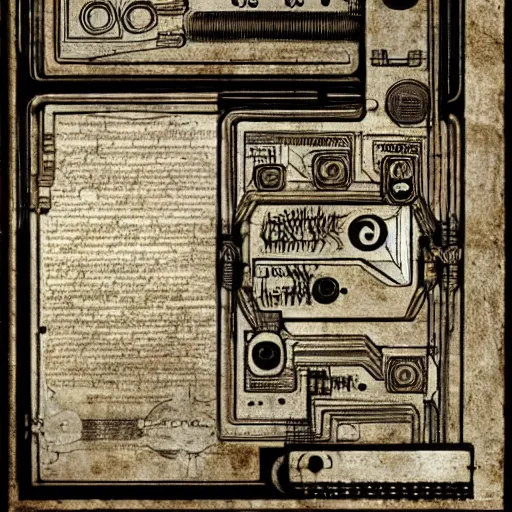 Prompt: cybernetic computer interface by da vinci