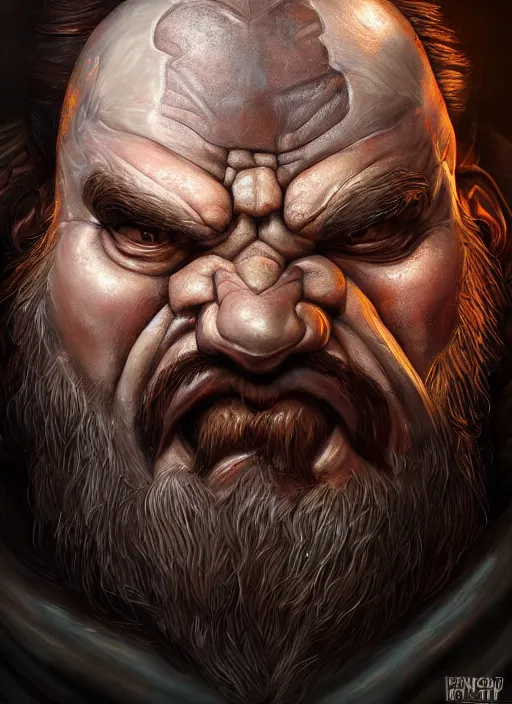 Image similar to a higly detailed airbrush full body shot and face portrait painting of a grim brute male dwarf warrior male character, dynamic lighting, ambient lighting, deviantart, art by artgerm and simon bisley and karol bak