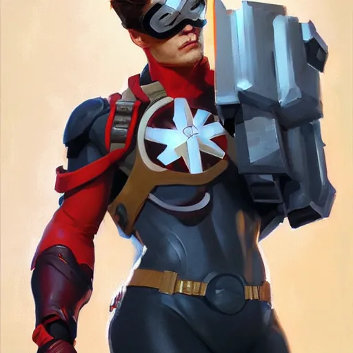 Image similar to greg manchess portrait painting of scott summers aka cyclops as overwatch character, medium shot, asymmetrical, profile picture, organic painting, sunny day, matte painting, bold shapes, hard edges, street art, trending on artstation, by huang guangjian and gil elvgren and sachin teng