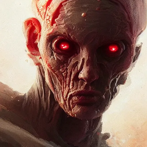 Image similar to scifi portrait by Greg Rutkowski, a person infected with a kind of reddish silt that is sprouting from all over his body, violent and vicious appearance, scifi, space horror, digital painting, artstation, concept art, smooth, sharp foccus ilustration, Artstation HQ.