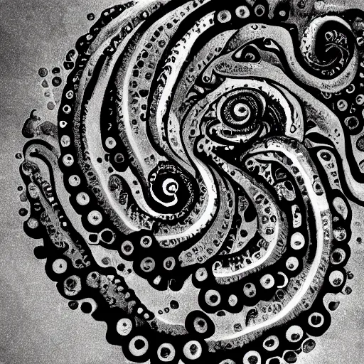 Image similar to a language of circles and spirals written by octopuses on an underwater cliff