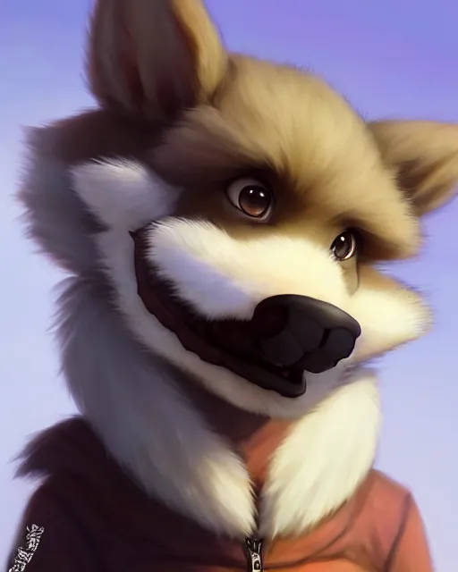 Image similar to character concept art of a cute young male anthropomorphic furry | | adorable muzzle, a fine snout, key visual, realistic shaded perfect face, fine details by stanley artgerm lau, wlop, rossdraws, james jean, andrei riabovitchev, marc simonetti, and sakimichan, trending on artstation