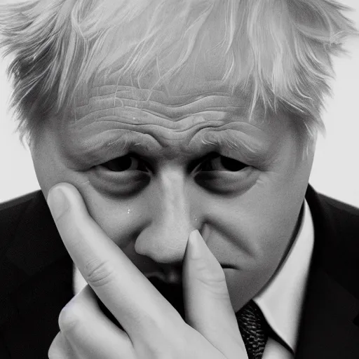 Prompt: ultra realistic photo of Boris Johnson crying on the naughty step with a pool of tears under him, 8k, perfect lighting, high contrast, 28mm lens, wide-angle, Nikon mirrorless, sad, trending on artstation, brexit