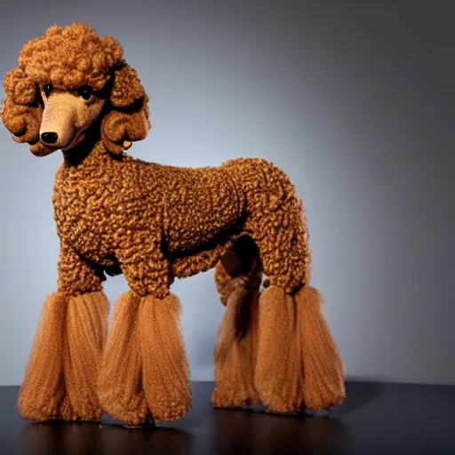 Image similar to a noodle poodle a poodle made out of noodles, realistic, hyperrealistic, ultra realistic, real, real world, highly detailed, very detailed, extremely detailed, intricate details, 8 k resolution, hd quality