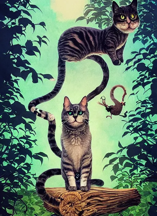 Prompt: a hyper realistic ink cat and the meaning of life and sunbeams blue sky, lush forest poster art by chiara bautista and kim jung giu and norman rockwell and greg rutkowski weta studio, and lucasfilm