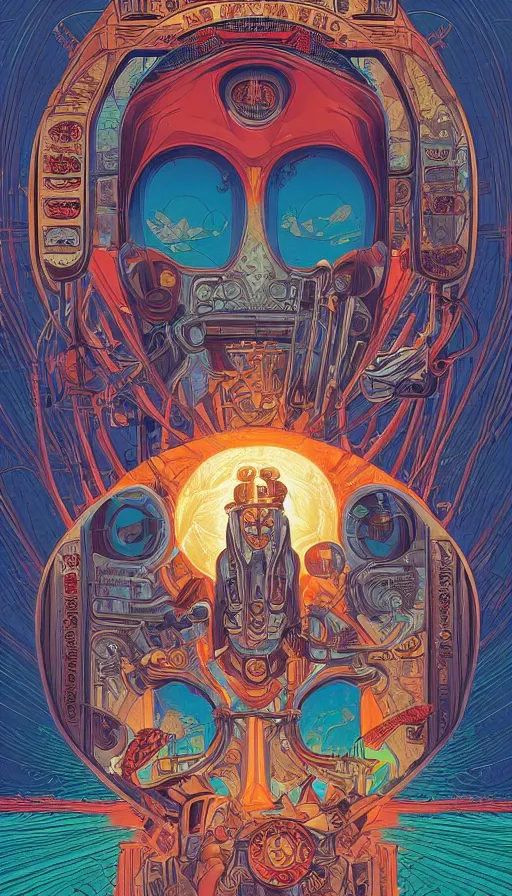 Image similar to The oracle of ancient wisdom, italian futurism, Dan Mumford, Josan Gonzalez