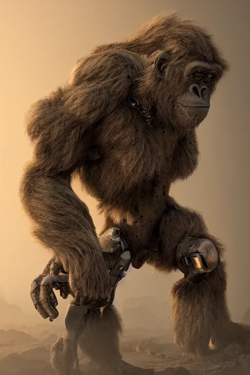 Image similar to cyborg ape, ultra realistic, concept art, intricate details, highly detailed, photorealistic, octane render, 8 k