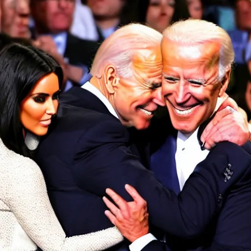 Image similar to joe biden hugging kim kardashian