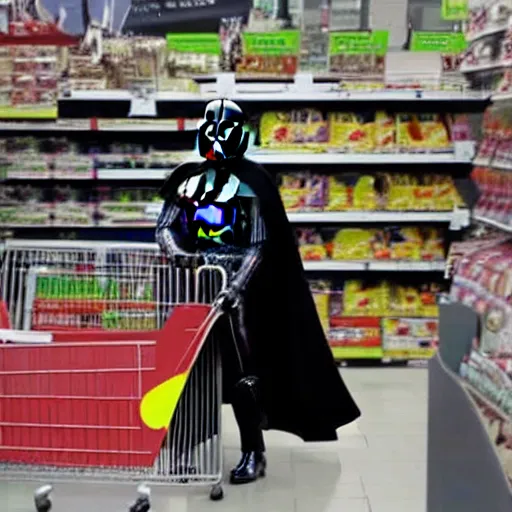 Image similar to darth vader shopping at asda