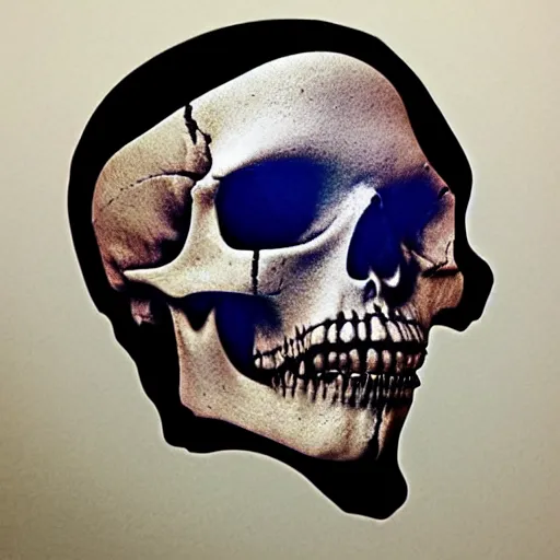 Image similar to human skull, trippy, glitch, psychedelic, melting wax,