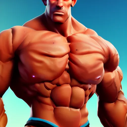 Image similar to bodybuilder jonesy from fortnite, au naturel, hyper detailed, digital art, trending in artstation, cinematic lighting, studio quality, smooth render, unreal engine 5 rendered, octane rendered, art style by klimt and nixeu and ian sprigger and wlop and krenz cushart