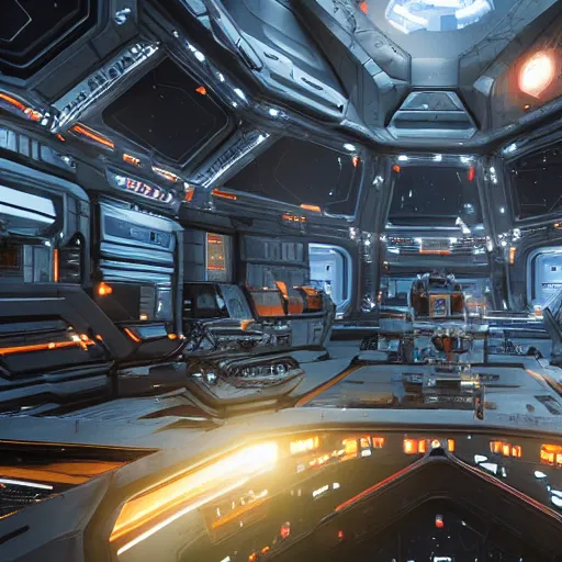 Image similar to photo realistic interior of Elite Dangerous space port