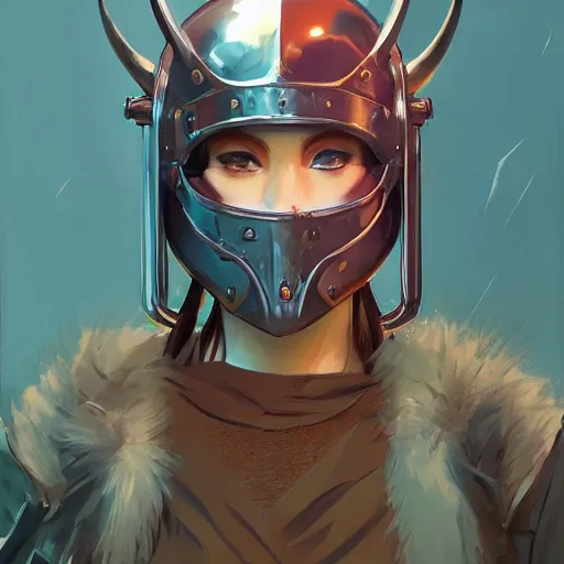 Image similar to cyberpunk viking helmet mask warrior goddess robot ninja fantasy, art gta 5 cover, official fanart behance hd artstation by jesper ejsing, by rhads, makoto shinkai and lois van baarle, ilya kuvshinov, ossdraws