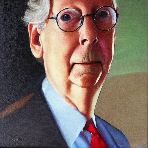 Image similar to portrait of mitch mcconnell, canvas oil painting, half turtle, martha greta kempton, frank o salisbury, granville chandor, thomas edgar stevens