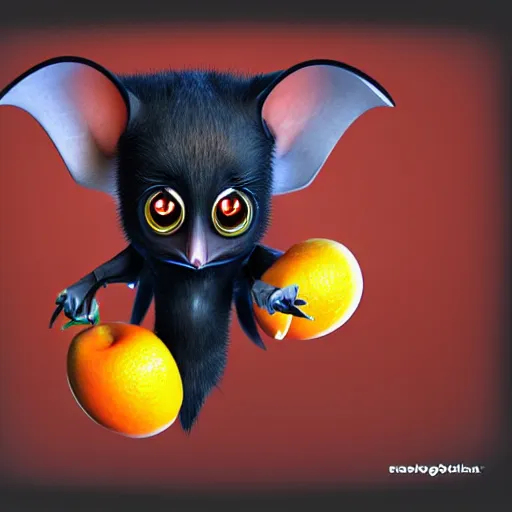 Image similar to cute fruit bat, digital art, high quality, illustration, art, detailed, 3 d render, sticker,