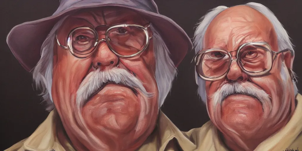 Prompt: wilford brimley staring intently into your soul diabeetus high fidelity painting high resolution trending on artstation