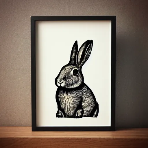 Image similar to rabbit woodcut print by Julie de Graag