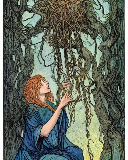 Prompt: the oracle of trees tarot card by rebecca guay, masterpiece