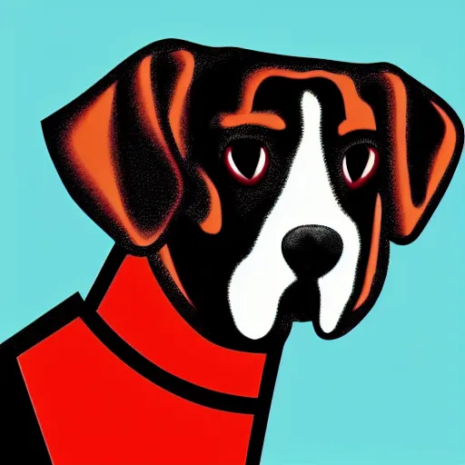 Prompt: dog with a dark background in the style of pop art, high definition