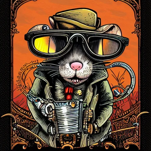 Prompt: a rat with steampunk googles, by dan Mumford