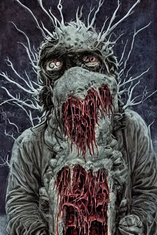 Prompt: a photorealistic horrific gorey moody atmospheric horror painted movie poster for The Thing 2 in the style of john carpenter and wayne barlowe