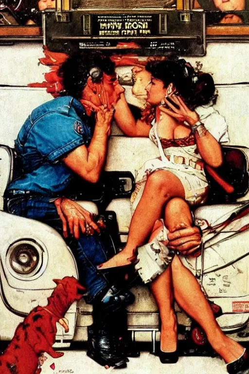 Prompt: True Romance movie painted by Norman Rockwell