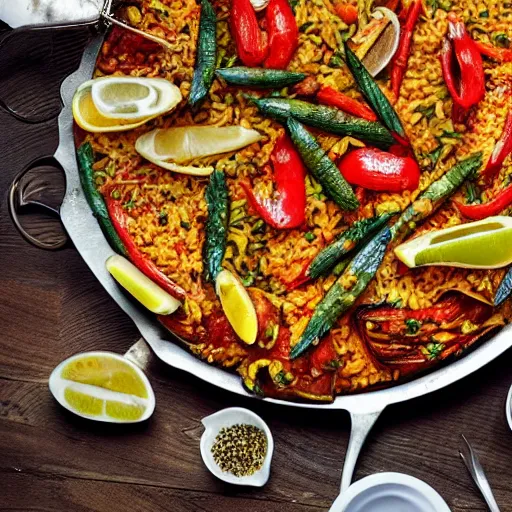 Image similar to high quality food picture of an authentic paella