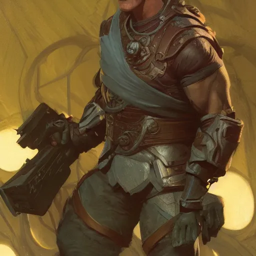 Image similar to john cena as a rogue, d & d, fantasy, highly detailed, digital painting, artstation, concept art, matte, sharp focus, illustration, art by greg rutkowski and alphonse mucha