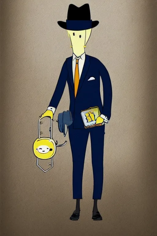 Image similar to gentleman in suit in style of adventure time, detailed, clean