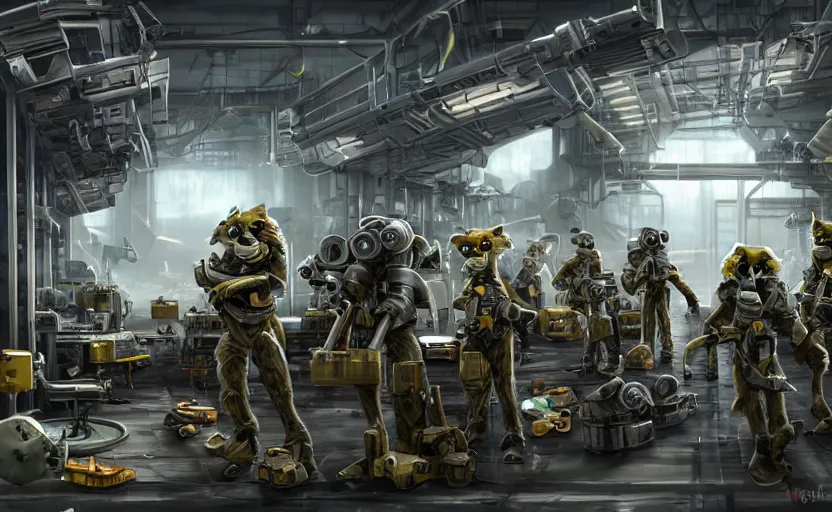 epic scenic shot, highly detailed weapons laboratory, | Stable ...