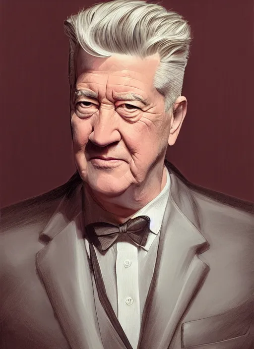 Prompt: portrait of david lynch, highly detailed, centered, solid color background, digital painting, artstation, concept art, smooth, sharp focus, illustration, artgerm, donato giancola, joseph christian leyendecker, les edwards, ed repka, wlop, artgerm