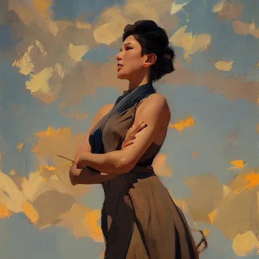 Image similar to Greg Manchess portrait painting of a giant, medium shot, low angle, asymmetrical, profile picture, Organic Painting, sunny day, Matte Painting, bold shapes, hard edges, street art, trending on artstation, by Huang Guangjian and Gil Elvgren and Sachin Teng