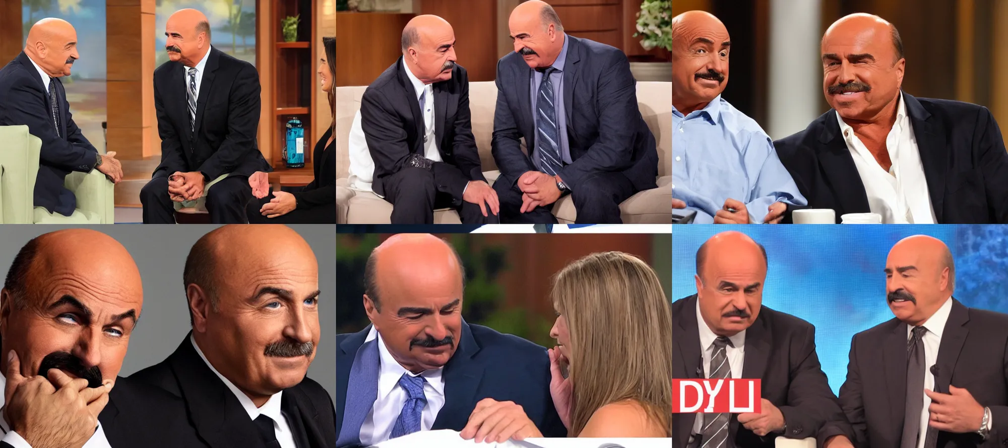 Prompt: dr phil crying tears down cheek