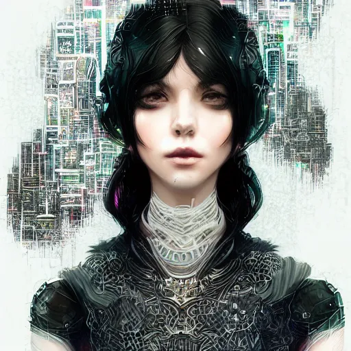 Image similar to teen elf, cyberpunk, black hair, gorgeous, amazing, elegant, intricate, highly detailed, digital painting, artstation, concept art, sharp focus, illustration, art by ross tran