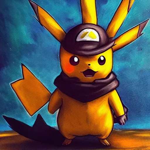 Prompt: pikachu as a bloodborne boss using oil painting