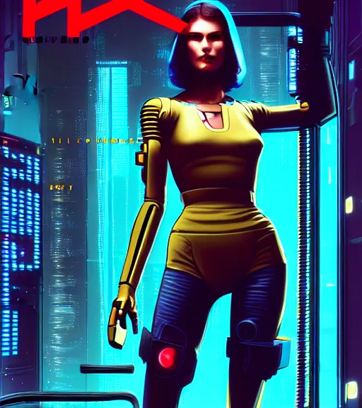 Image similar to cable inserted into head, jacked into cyberdeck wrist terminal, very very beautiful cyberpunk woman, computer, 1 9 7 9 omni magazine cover, style by vincent di fate, cyberpunk 2 0 7 7, very coherent, detailed, 4 k resolution, unreal engine, daz