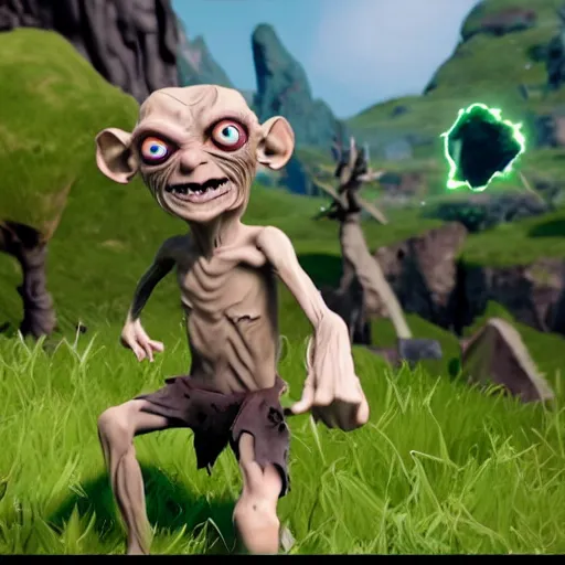 Prompt: Gollum fortnite battle royale