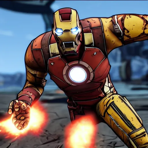 Image similar to Screenshot from new Borderlands DLC featuring Ironman, 8k photorealistic