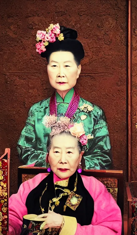 Image similar to Empress Dowager Cixi as an egirl, mirror selfie, iPhone photo