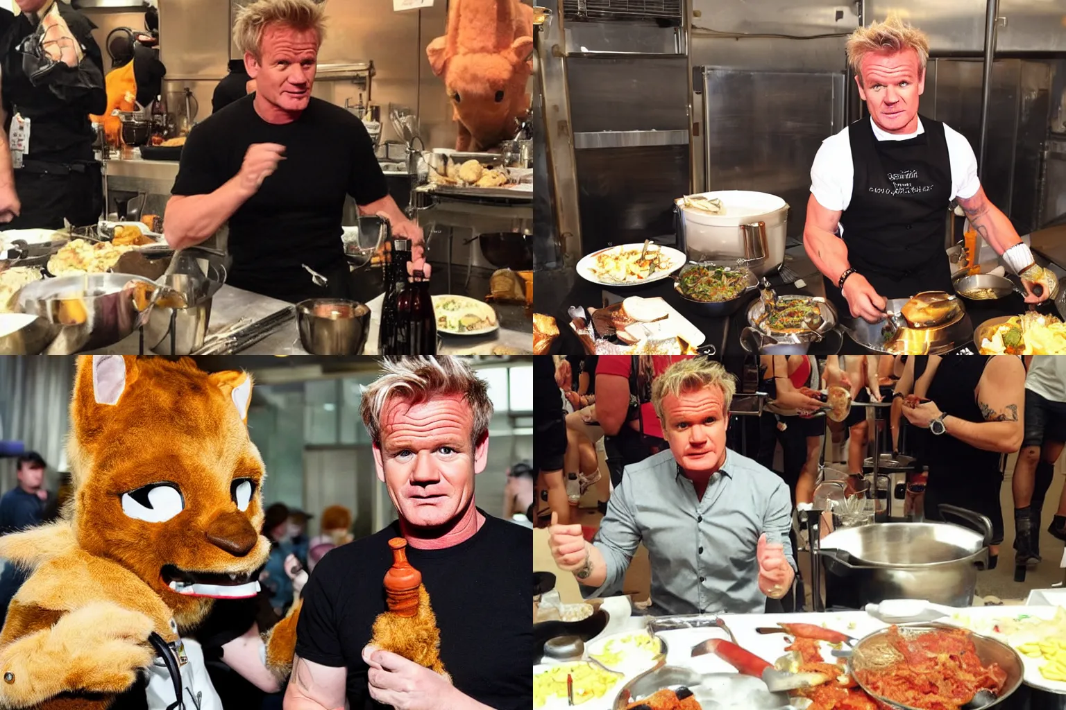 Prompt: gordon ramsey at a furry convention