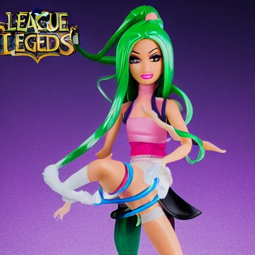 Image similar to league of legends akali as a Barbie doll. PVC figure 12in.