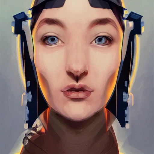 Image similar to concept art of scifi scientist by jama jurabaev, brush stroke, trending on artstation, upper half portrait, symmetry, headpiecehigh quality, extremely detailed