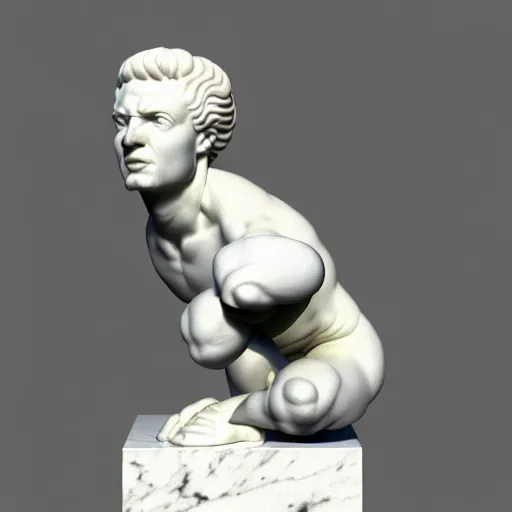 Prompt: 3 d sci - fi cgartist ambient occlusion rendering of a hyper realistic marble greek statuary product photo white backdrop high key lighting by chris moore, by edward hopper, by col price, trending on artstation