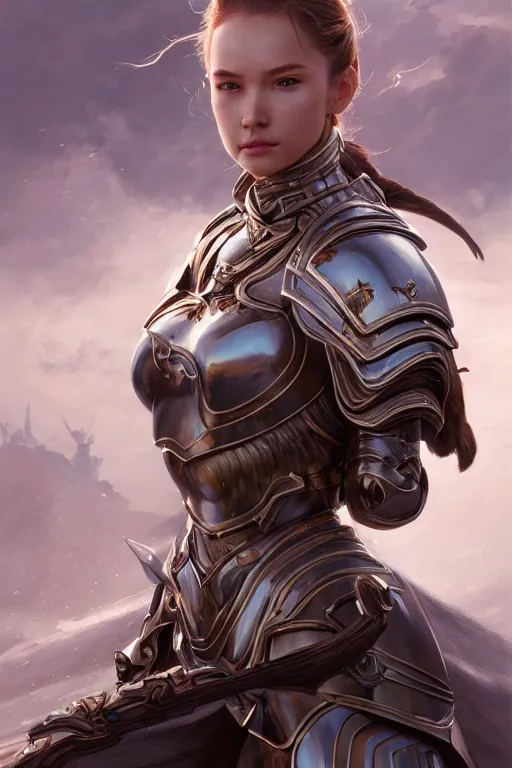 Prompt: a masterpiece ultrarealistic ultradetailed portrait of a very beautiful girl in a battle armour, medium shot, intricate, elegant, by stanley artgerm lau, wlop, rossdraws, james jean, andrei riabovitchev, marc simonetti, light by julie bell, porcelain skin. global illumination, vfx