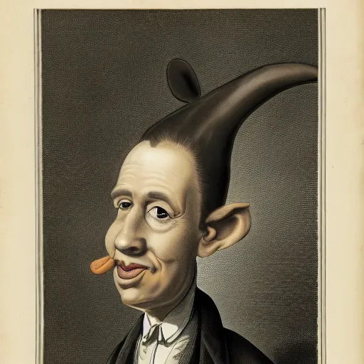 Image similar to A caricature of a man with big ears